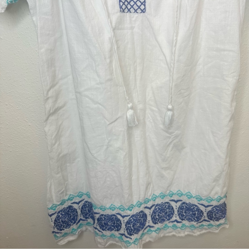 Vineyard Vines Medallion Popover White & Blue Dress Size XSmall - Picture 7 of 15